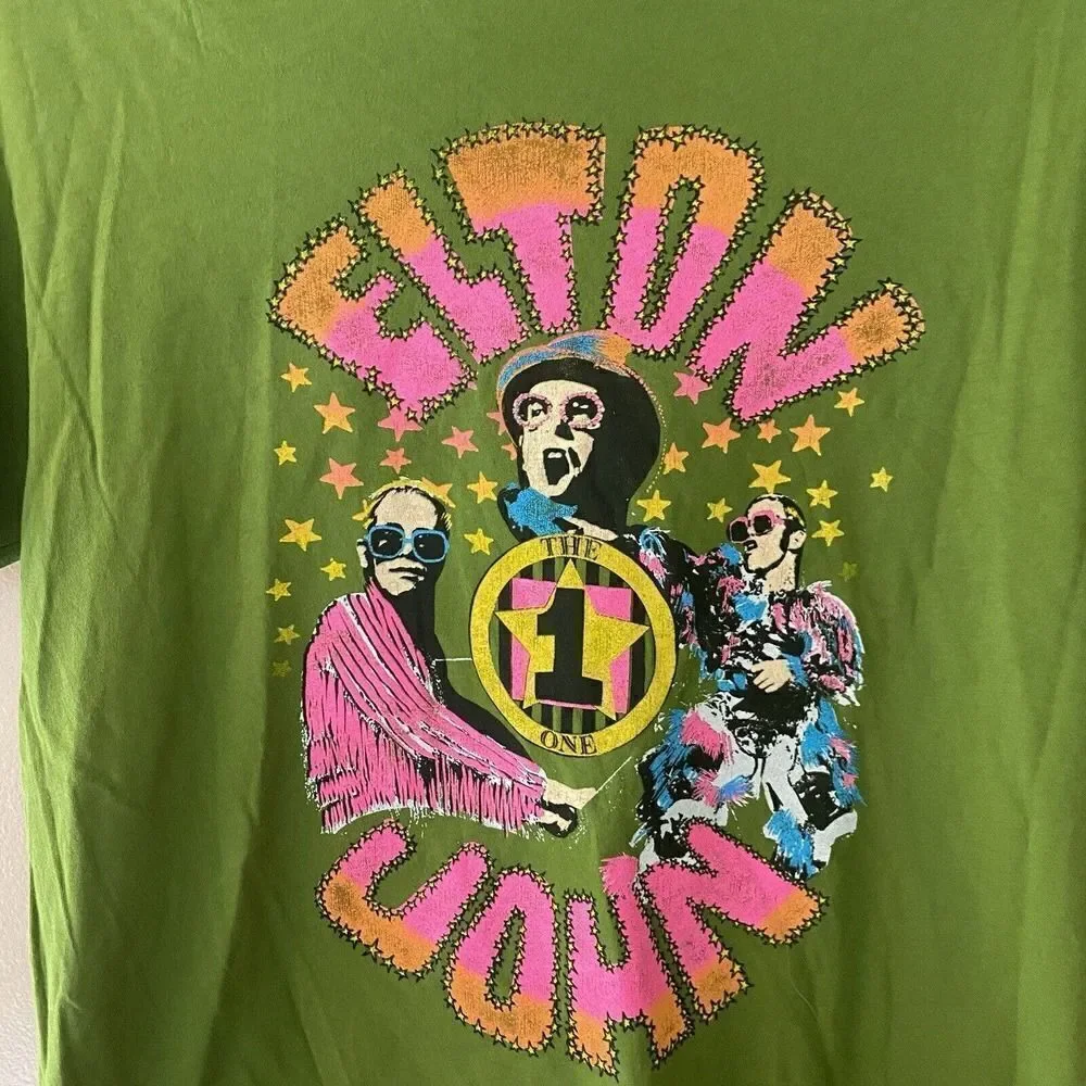 DAYDREAMER Green Elton John the One Graphic Band Vintage Tour Tee NEW Size XS - Picture 3 of 6